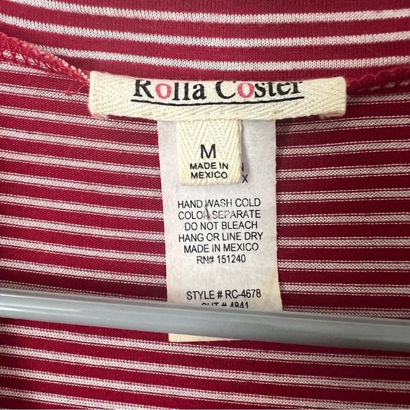 Rolla Coster Jersey Knit Shirt Dress Red White Stripe Medium Coastal Modest - Picture 6 of 12